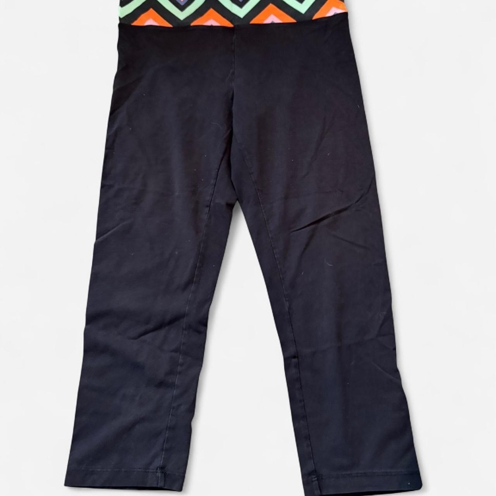 Black Capri Leggings with Colorful Waistband